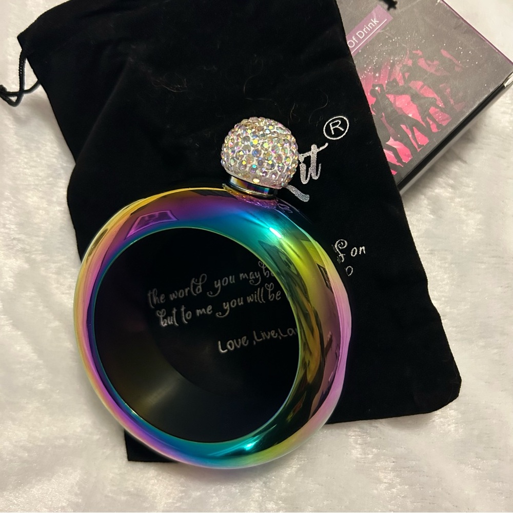 Iridescent Crystal-Embellished Bangle Flask